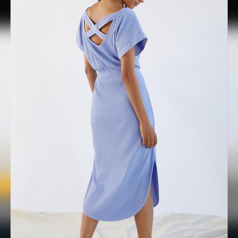 Anthropologie Daily Practice Ribbed Dolman Sleeve Criss Cross Back Maxi